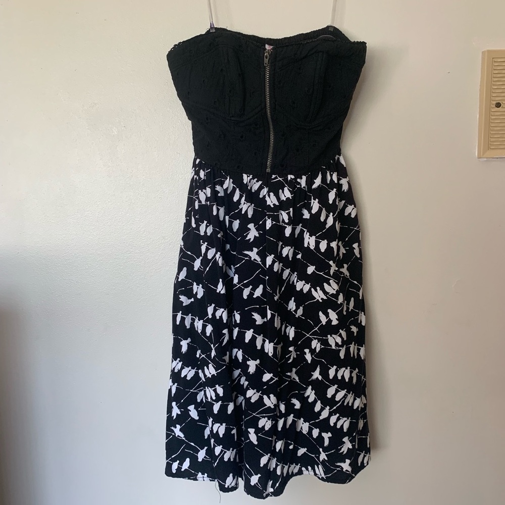 Black xhilaration strapless bird dress